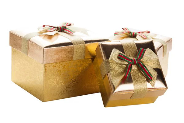 Three golden boxes — Stok fotoğraf