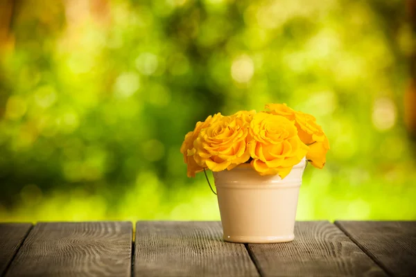 Roses in the bucket — Stock Photo, Image