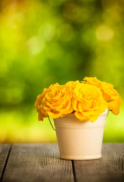 Roses in the bucket — Stock Photo, Image