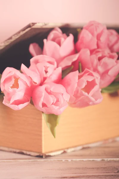 Tulips in book — Stock Photo, Image