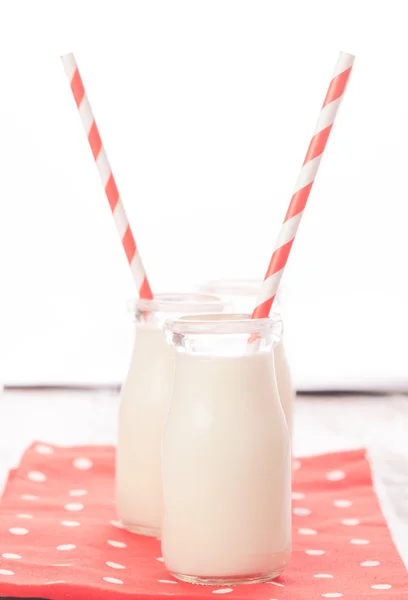 Milk in bottles — Stock Photo, Image