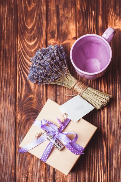 Lavender gift box — Stock Photo, Image