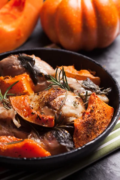 Pollo con zucca — Foto Stock