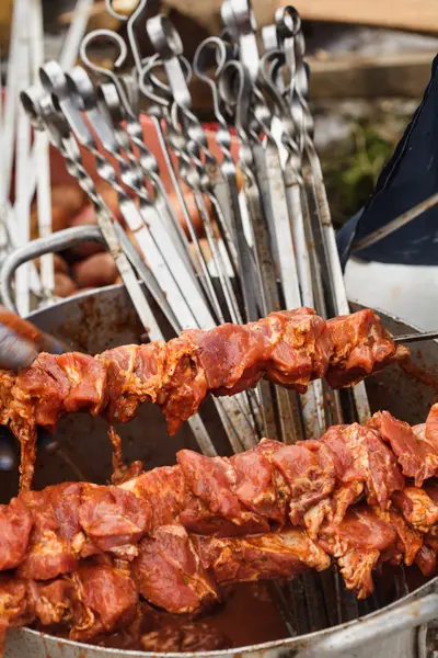 Schaschlik aus nächster Nähe — Stockfoto