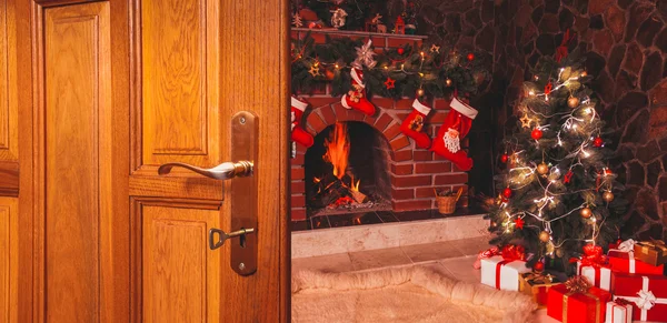 Navidad la puerta — Foto de Stock