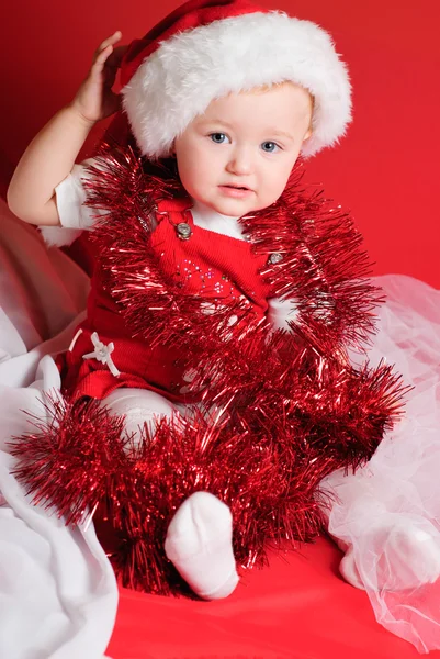 Liten santa flicka — Stockfoto