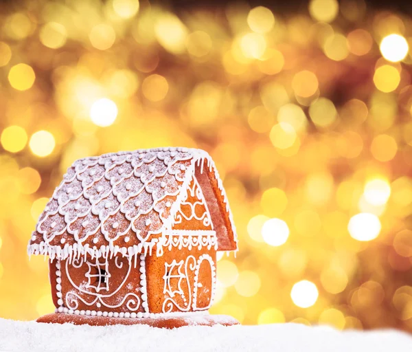 Gingerbread house with bokeh — Stock Photo, Image