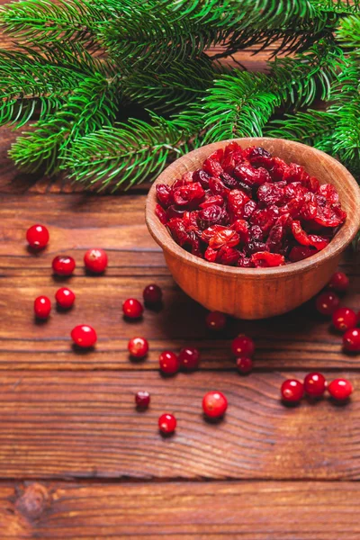 Dried cranberries in bowl — Stock Photo, Image