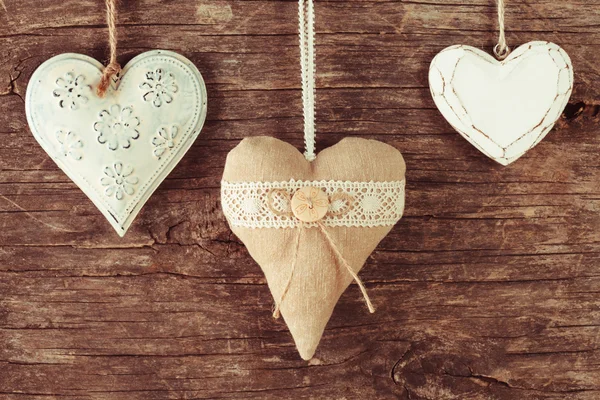 Vari cuore su legno — Foto Stock