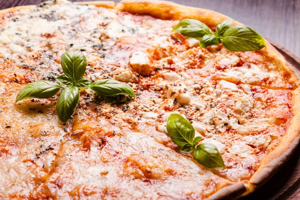 Pizza - vier Käsesorten — Stockfoto