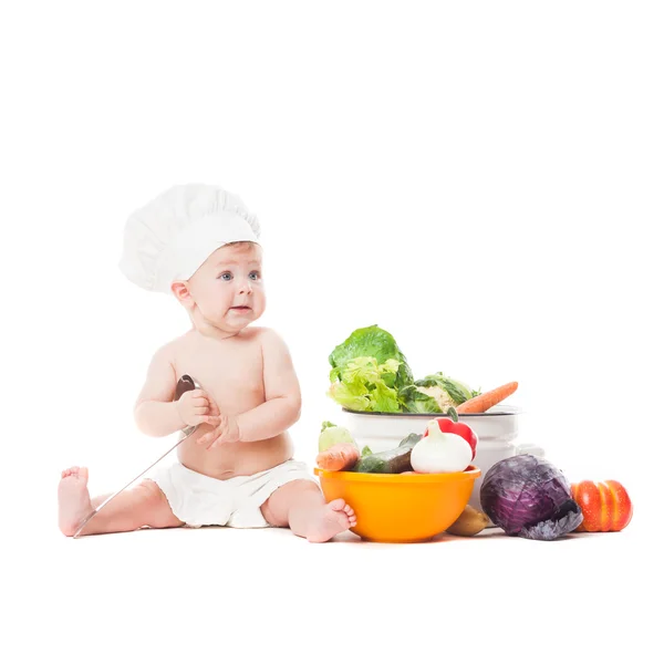 Malý kuchař vaří — Stock fotografie
