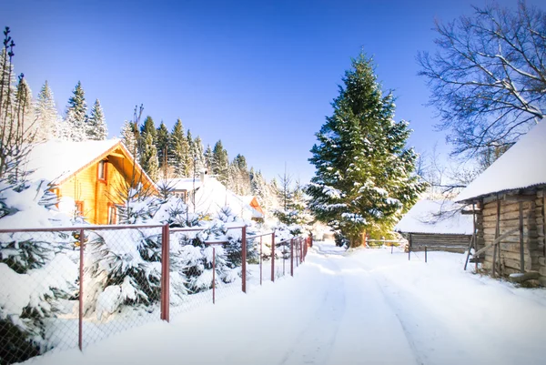 Casa invernale nella foresta — Foto Stock