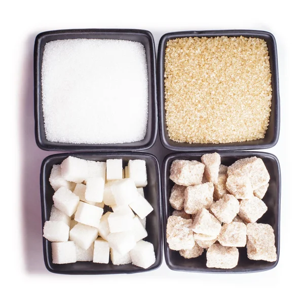 Typer av socker på vit — Stockfoto