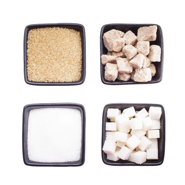 Sugar types on white — Stock Photo, Image