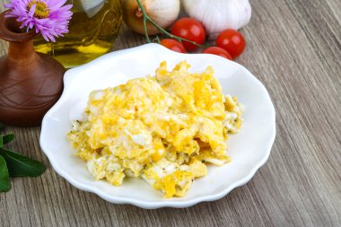 Çırpılmış yumurtalı kahvaltı.