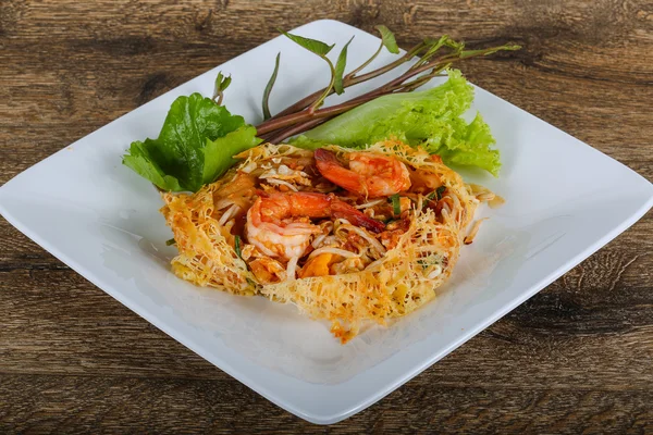 stock image Delicious Pad Thai with shrimps