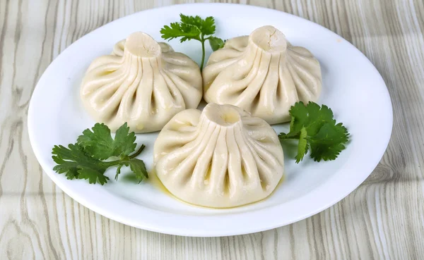 Caucasian cuisine Khinkali — Stock Photo, Image