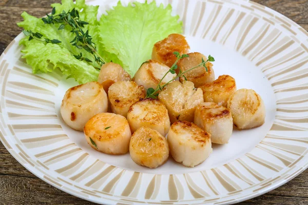 Baked scallops with sauce — Stock Photo, Image