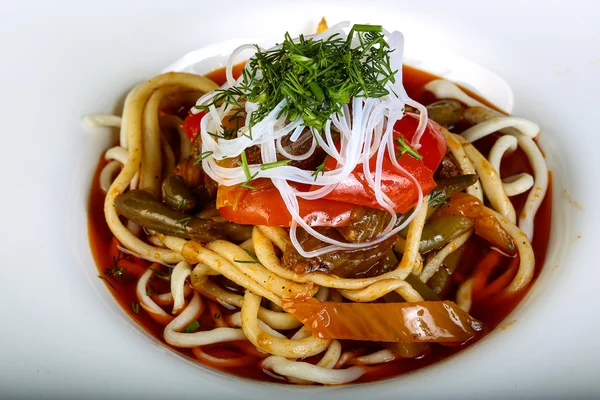 Asian traditional Lagman soup — Stock Image Asian traditional Lagman soup Royalty Free Stock Images
