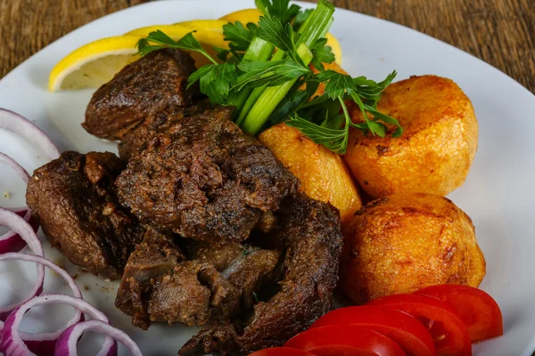 Heiße gegrillte Leber — Stockfoto