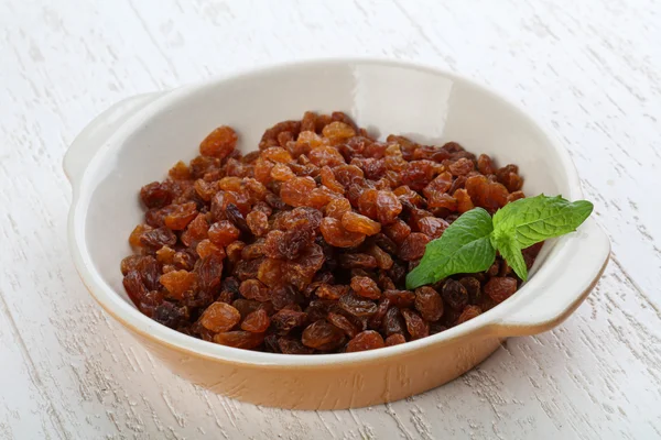 Sweet Raisins in the bowl — Stock Photo, Image