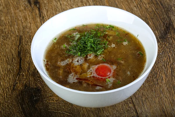 Warme Minestrone soep met dille — Stockfoto