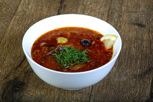 Sopa de Solyanka caliente — Foto de Stock