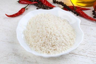 Tabakta çiğ pirinç var.