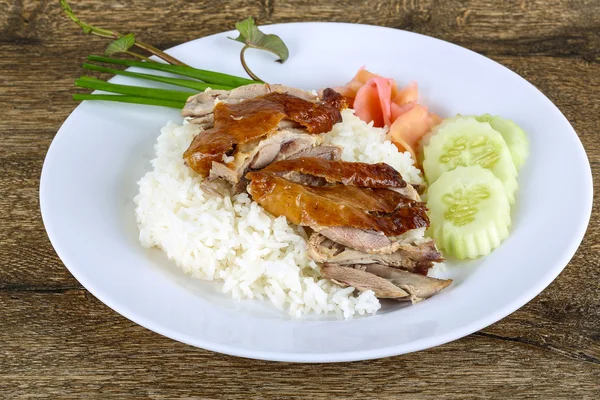 Bebek panggang dengan nasi — Stok Foto