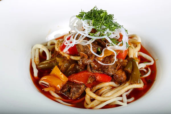 Asian traditional Lagman soup — Stock Image Asian traditional Lagman soup Stock Picture