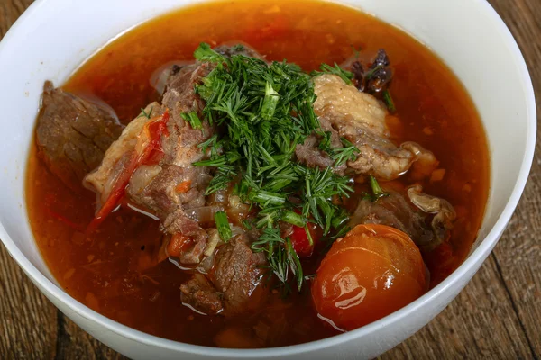 Говяжий и овощной суп — стоковое фото