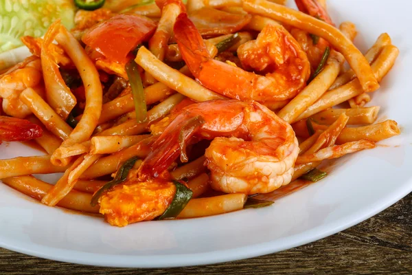 Spicy Pasta with seafood — Stock Photo, Image