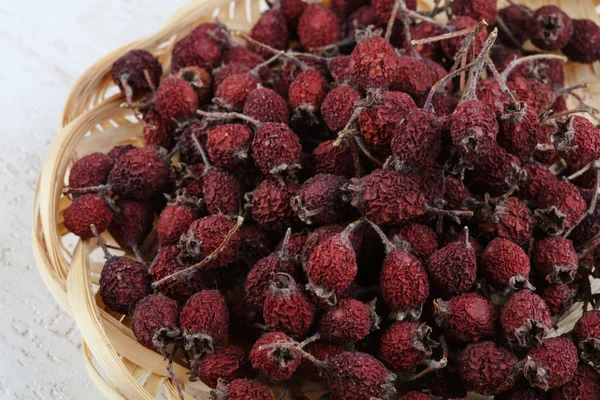 Dry hawthorn in the basket — Stock Photo, Image