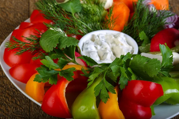 Friss, szeletelt zöldségek — Stock Fotó