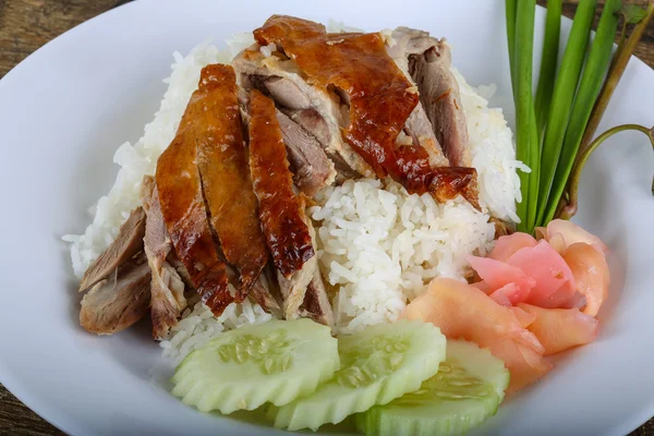 Pato asado con arroz — Foto de Stock