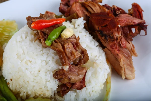 Daging babi dengan nasi — Stok Foto