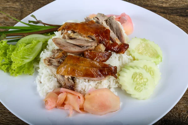 Pato asado con arroz — Foto de Stock