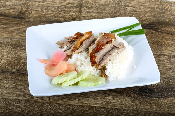 Pato asado con arroz — Foto de Stock