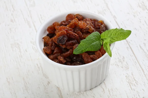 Sweet Raisins in the bowl — Stock Photo, Image