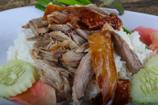 Pečená Vodňanská kachna s rýží — Stock fotografie