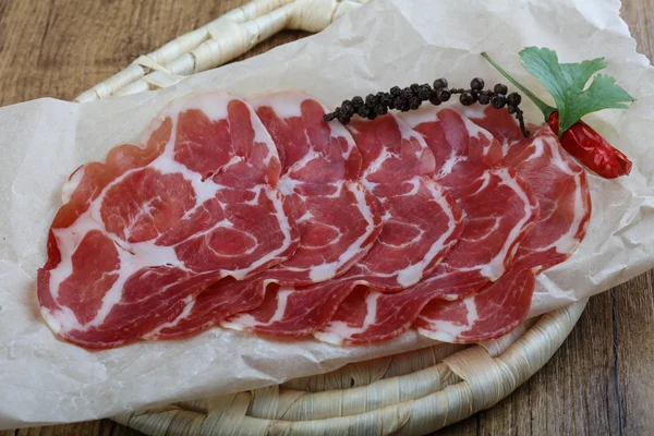 Läcker italiensk skinka — Stockfoto