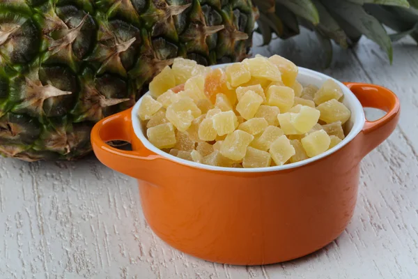 Dried pineapple in the bowl