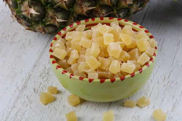 Dried pineapple in the bowl