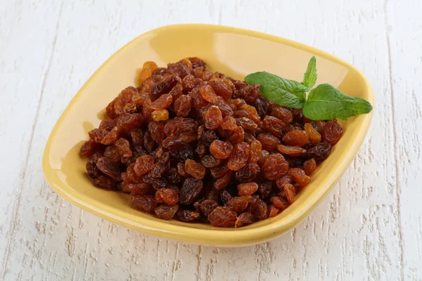 Sweet Raisins in the bowl — Stock Photo, Image