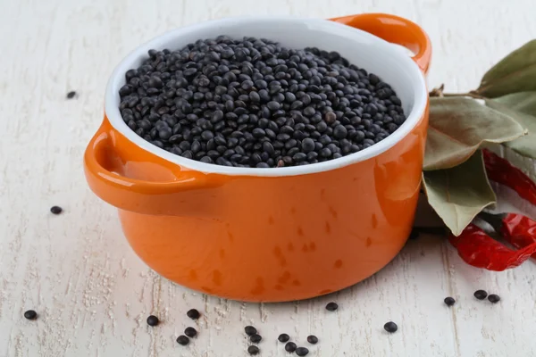 Raw Black lentils — Stock Photo, Image