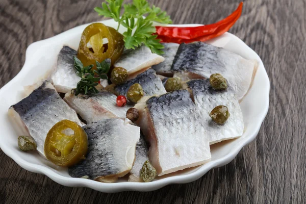 Heringsfilet mit Kapern — Stockfoto