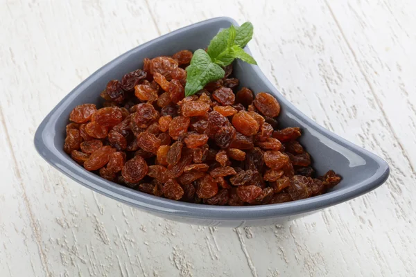 Sweet Raisins in the bowl — Stock Photo, Image