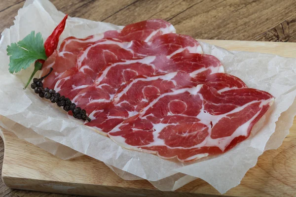 Delizioso prosciutto italiano — Foto Stock