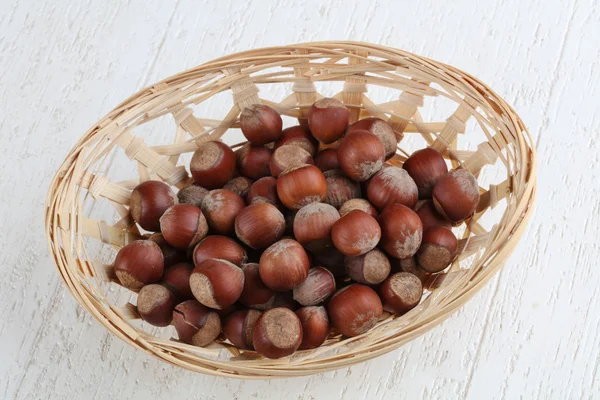 Hazelnuts in the basket — Stock Photo, Image