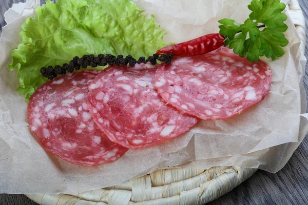 Salsicha de salame espanhola — Fotografia de Stock